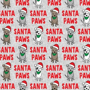 (small scale) Santa Paws - cute holiday pit bulls - Christmas dog - red on grey - LAD19BS