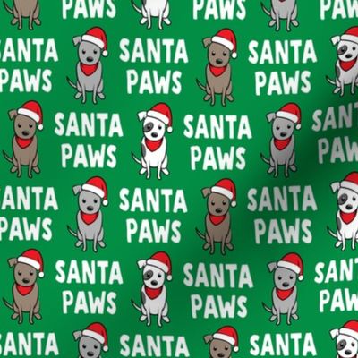 (small scale) Santa Paws - cute holiday pit bulls - Christmas dog - green - LAD19BS