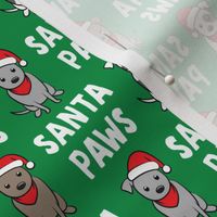 (small scale) Santa Paws - cute holiday pit bulls - Christmas dog - green - LAD19BS