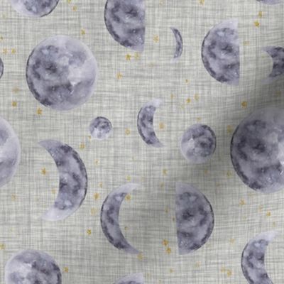 Moon and Stars // Gray Linen
