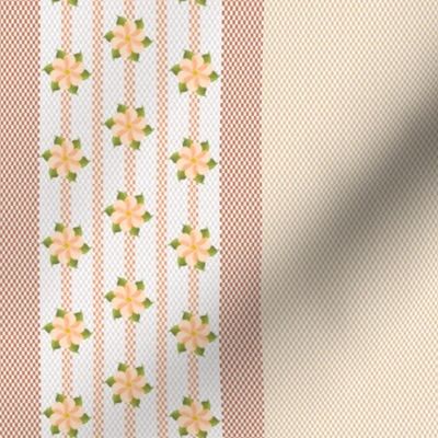 Ticking Stripe with Peach colored Flowers