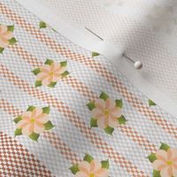 Ticking Stripe with Peach colored Flowers