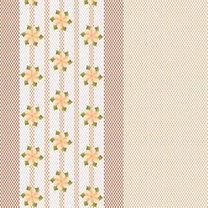 Ticking Stripe with Peach colored Flowers