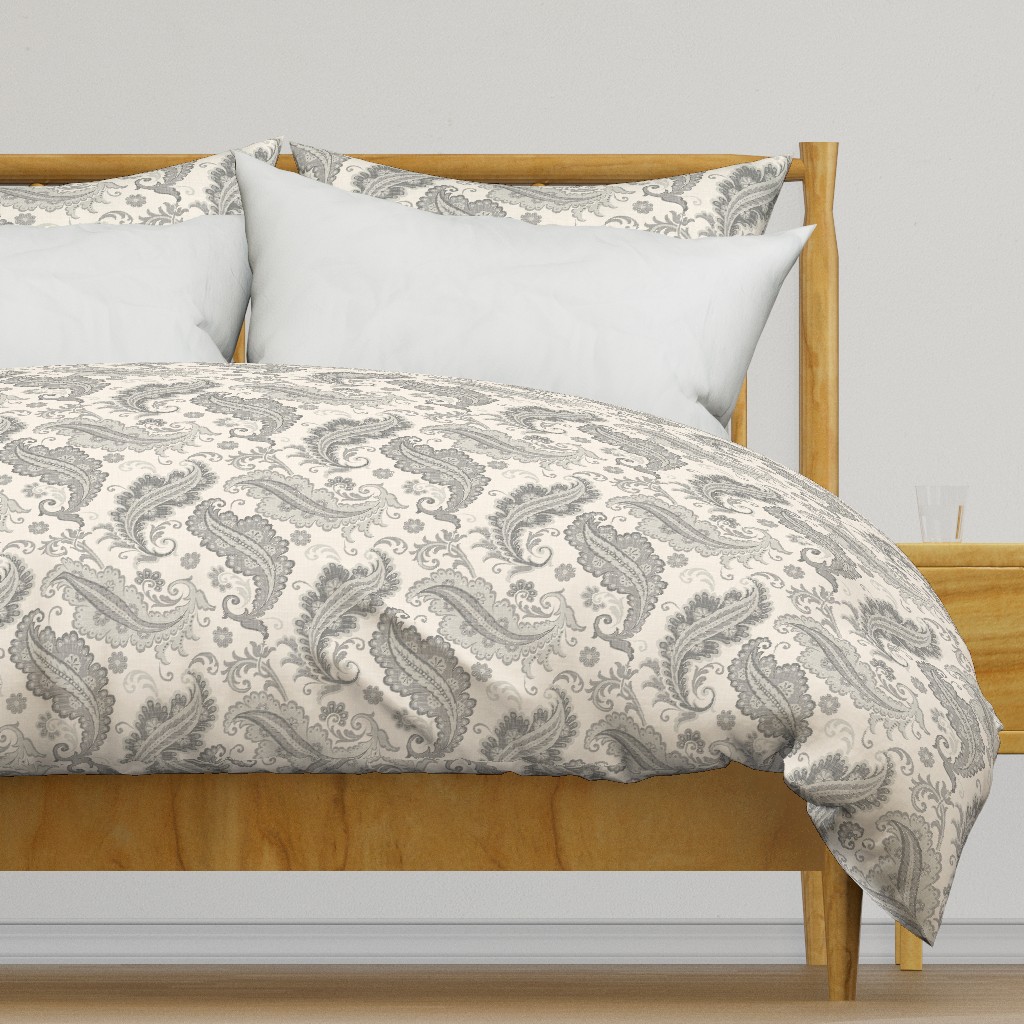 Elegant Paisley Beige Grey Ivory