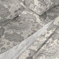 Elegant Paisley Beige Grey Ivory