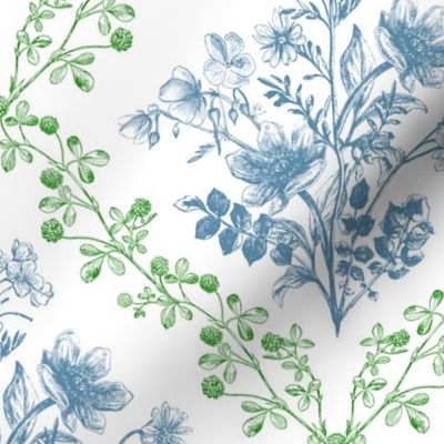 Vintage Floral Green Blue