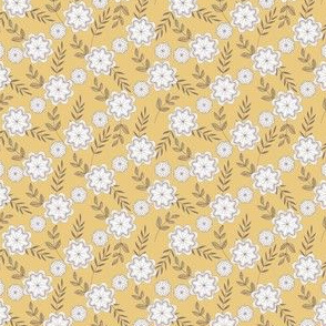 Floral Medallions in Maize and Gray 