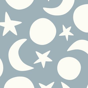 Moon and Stars cream and blue