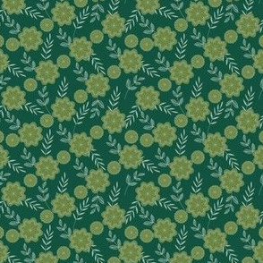 Floral Medallions Emerald and Olive
