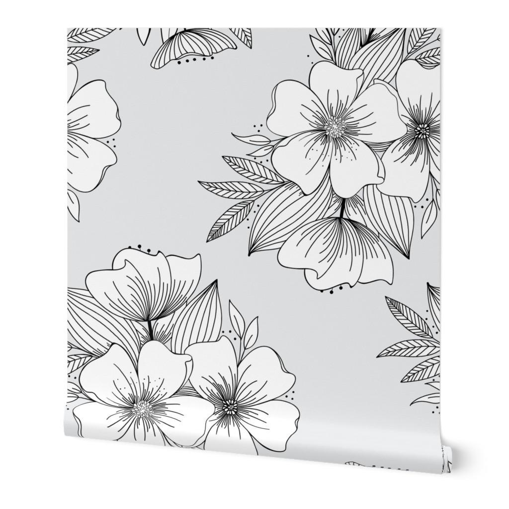 Floral Spray in Grey