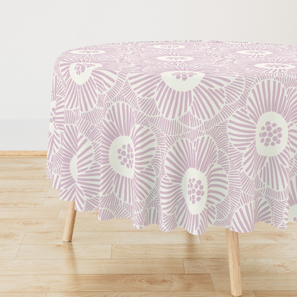 overlapping Camellia flowers - mauve/jumbo scale