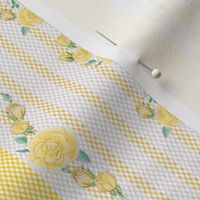 Ticking Stripe with Roses in Yellow