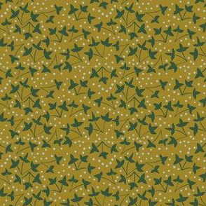 Leaf and Dot in Green and Mustard