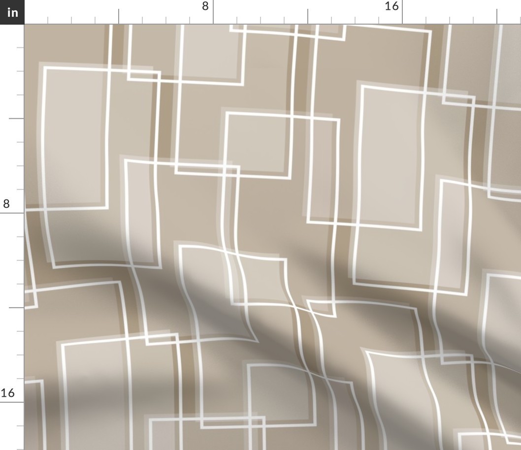 Khaki Tan Modern Geometric Rectangles - Monochromatic