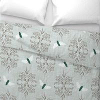 neutral seafoam butterfly damask