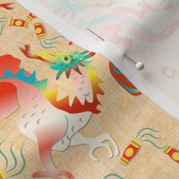 Dragons and Lanterns on Linen texture