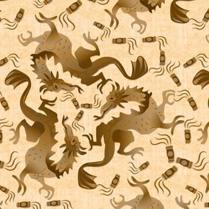 Dragons and Lanterns in Sepia tone