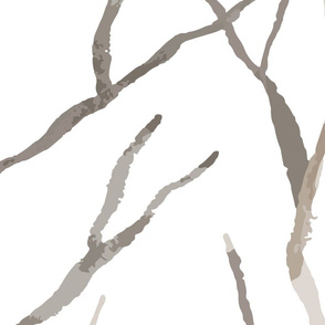 Neutral Cool Brown Grey Watercolor Branches - big scale