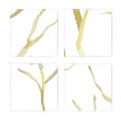 Neutral Blue Gold Watercolor Branches  Flowers - big scale