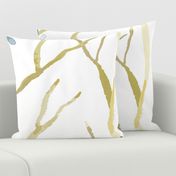 Neutral Blue Gold Watercolor Branches  Flowers - big scale