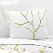 Neutral Blue Gold Watercolor Branches  Flowers - big scale