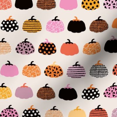 Fall fruit geometric pumpkin design Scandinavian style halloween pattern orange pink girls