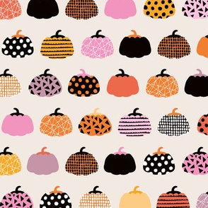Fall fruit geometric pumpkin design Scandinavian style halloween pattern orange pink girls