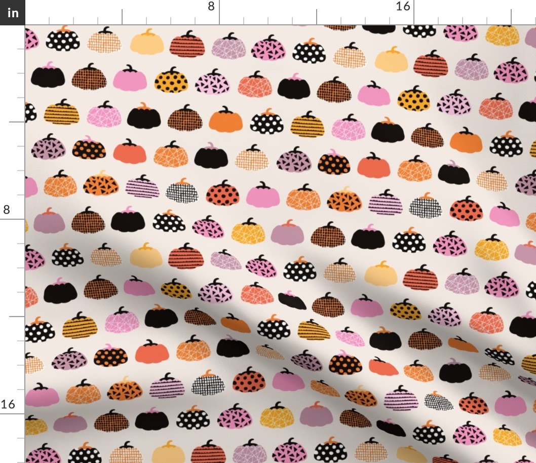 Fall fruit geometric pumpkin design Scandinavian style halloween pattern orange pink girls