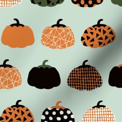 Fall fruit geometric pumpkin design Scandinavian style halloween pattern orange green mint boys LARGE
