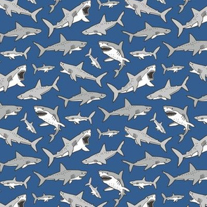 Sharks Shark Grey on Navy Blue Smaller
