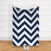 Jumbo Navy Blue and White Chevron Stripes