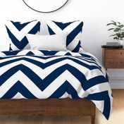 Jumbo Navy Blue and White Chevron Stripes