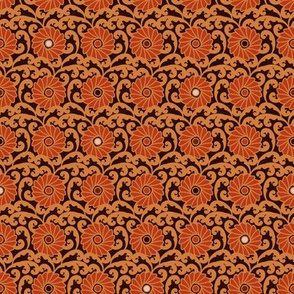 floral ornament in rust colors
