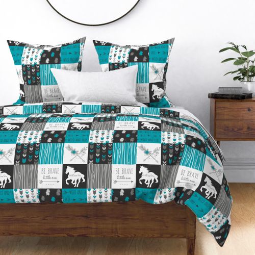 Horse Quilt With Floral Arrows Teal B Spoonflower