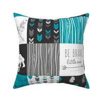 Horse Quilt with Floral Arrows - Teal, Black, Grey, White
