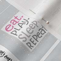 Quilt label- Eat Play Sleep Repeat- Pink