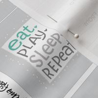 Quilt label- Eat Play Sleep Repeat- Turquoise