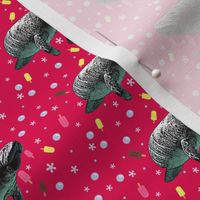 Manatees, popsicles, & bubbles in pink - fun sea cow pattern