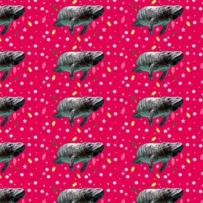 Manatees, popsicles, & bubbles in pink - fun sea cow pattern