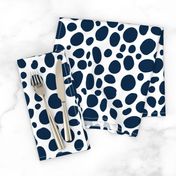 Navy Blue and White Spots