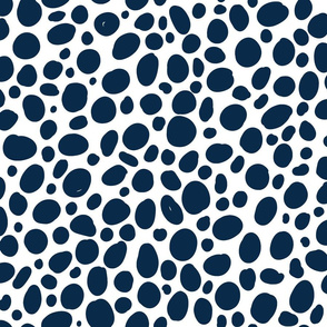 Navy Blue and White Spots