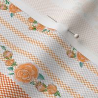 Ticking Stripe with Roses in Orange