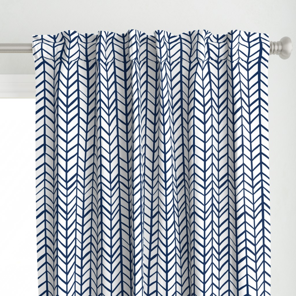 Navy and White Herringbone