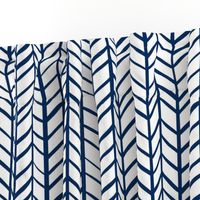 Navy and White Herringbone