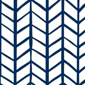 Navy and White Herringbone