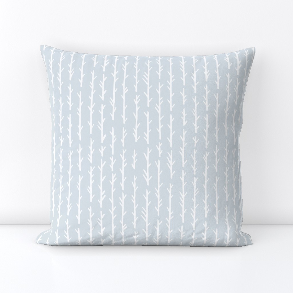 Large Scale Hand Drawn Birch Branches on Blue // Calming Neutral Geometric Trees // Aqua, White, Pale Blue // Lines, Dots, Texture, Pattern, Shapes // Wallpaper, Bedding, Home Decor