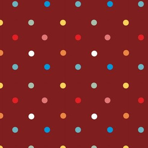 1065 Colorful Dots - dark red