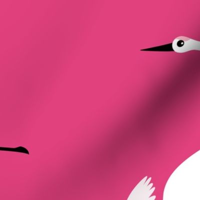 Summer is coming and so are the birds sweet Scandinavian minimal style crane bird flock pink fuchsia girls XXL