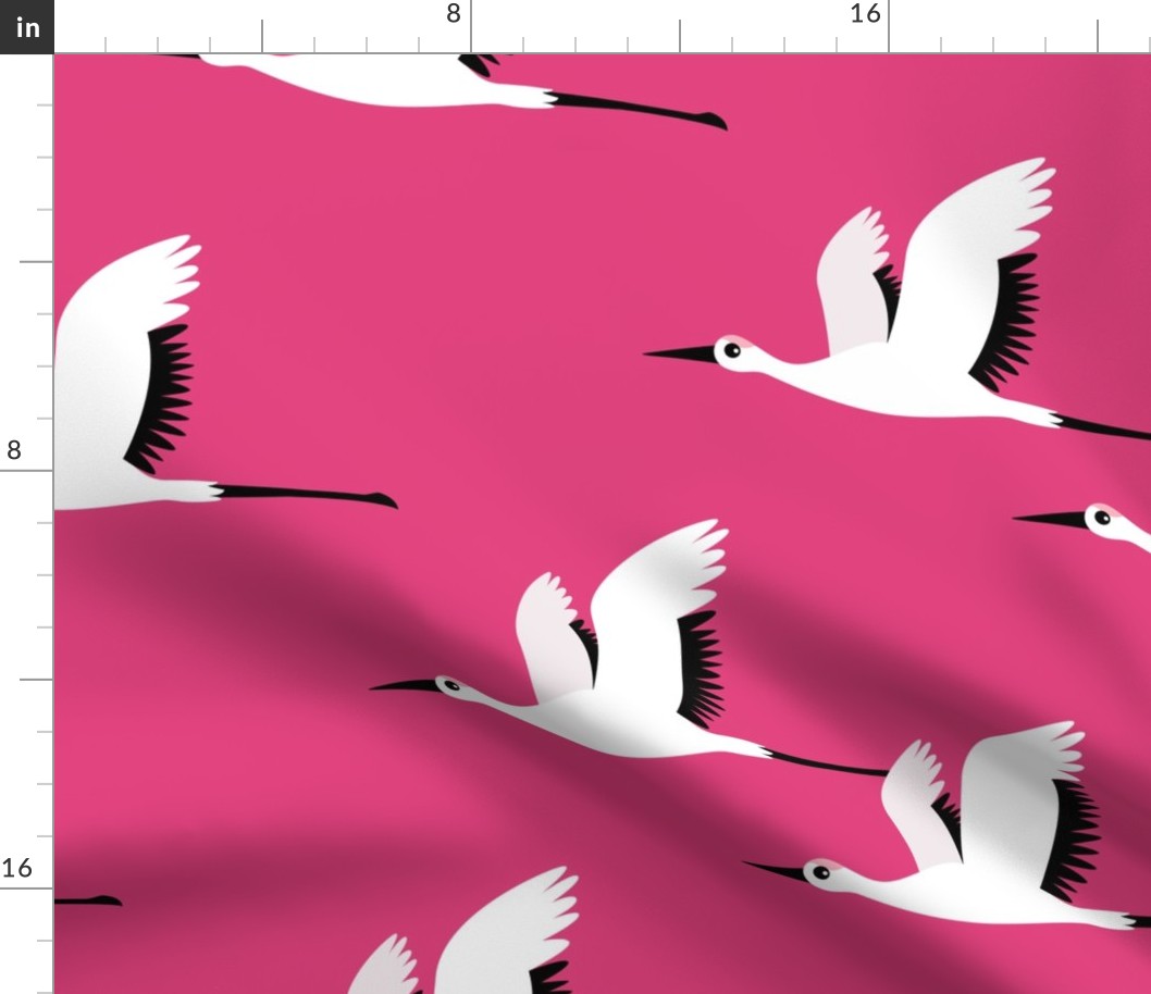 Summer is coming and so are the birds sweet Scandinavian minimal style crane bird flock pink fuchsia girls XXL