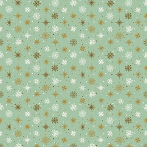Gilded Snowflakes in Green
